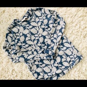 LOFT Gray & Blue Floral Sweatshirt